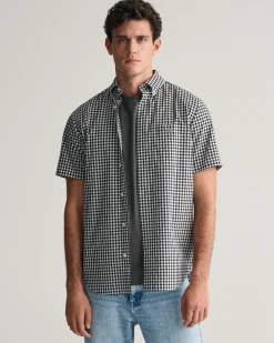 Regular Fit Gingham Poplin Short Sleeve Shirt