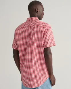 Regular Fit Gingham Poplin Short Sleeve Shirt