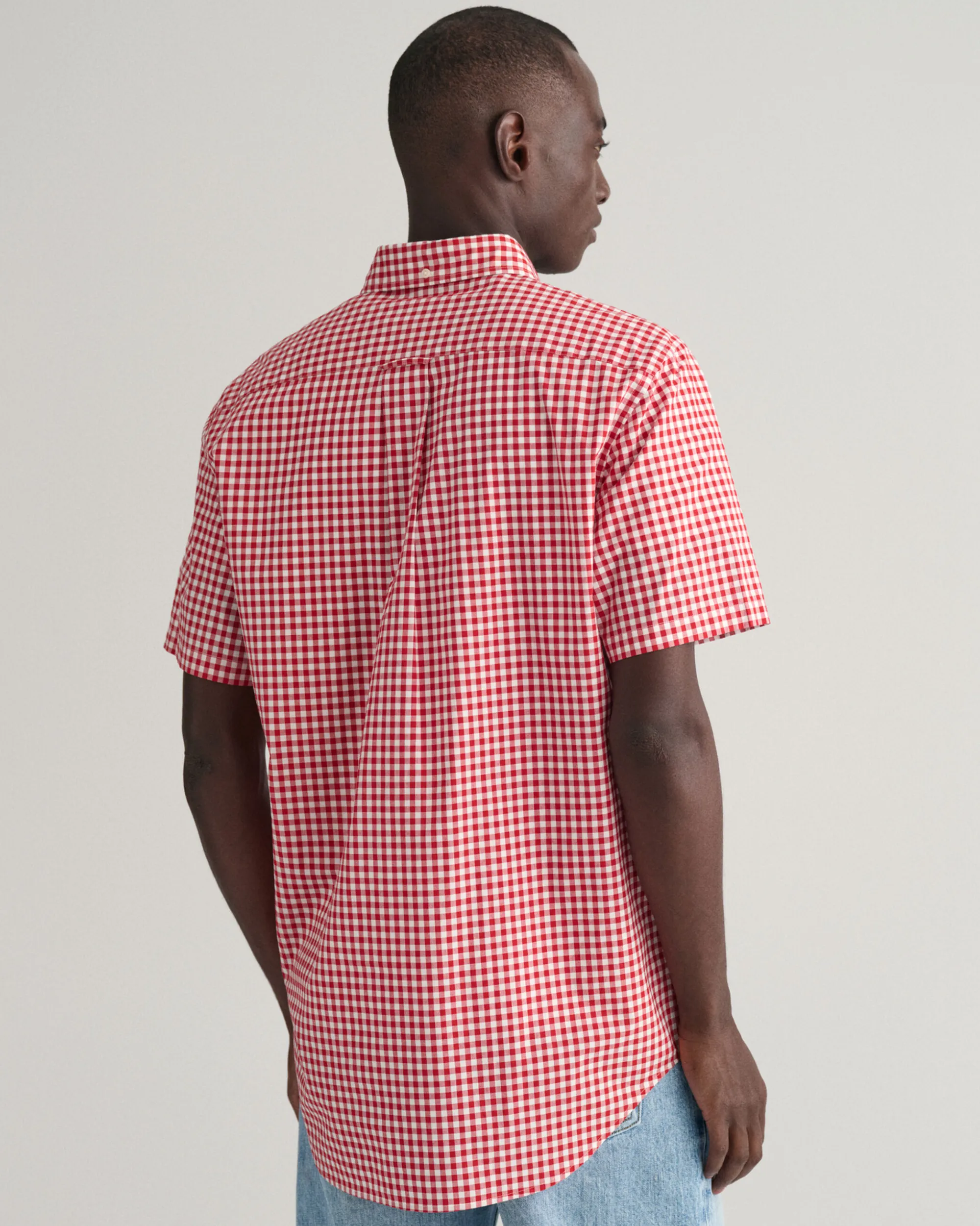 Regular Fit Gingham Poplin Short Sleeve Shirt