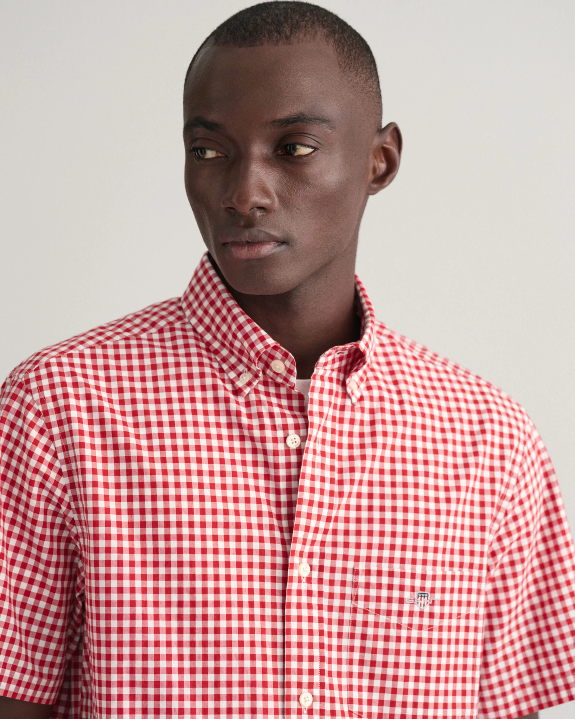 Regular Fit Gingham Poplin Short Sleeve Shirt