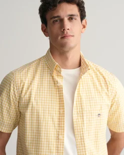 Regular Fit Gingham Poplin Short Sleeve Shirt