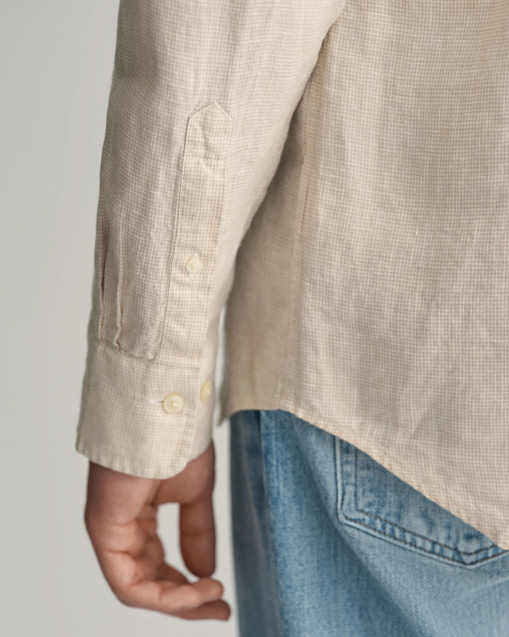 Regular Fit Houndstooth Linen Shirt