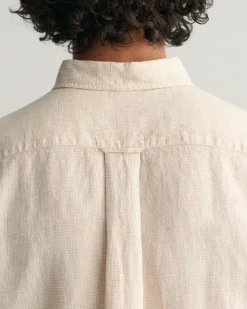 Regular Fit Houndstooth Linen Short Sleeve Shirt