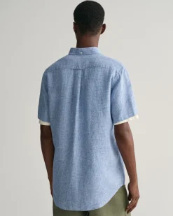 Regular Fit Houndstooth Linen Short Sleeve Shirt