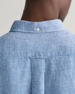 Regular Fit Houndstooth Linen Short Sleeve Shirt
