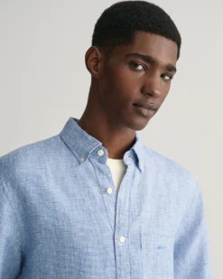 Regular Fit Houndstooth Linen Short Sleeve Shirt