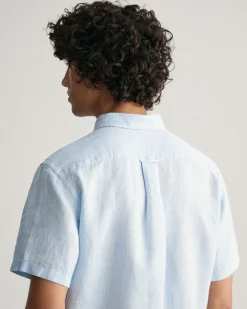 Regular Fit Houndstooth Linen Short Sleeve Shirt