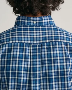 Regular Fit Indigo Madras Shirt