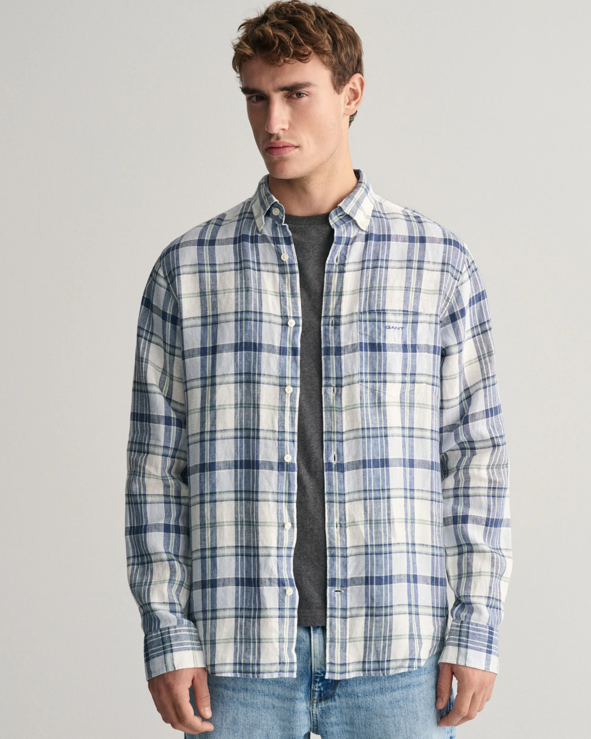 Regular Fit Madras Linen Shirt