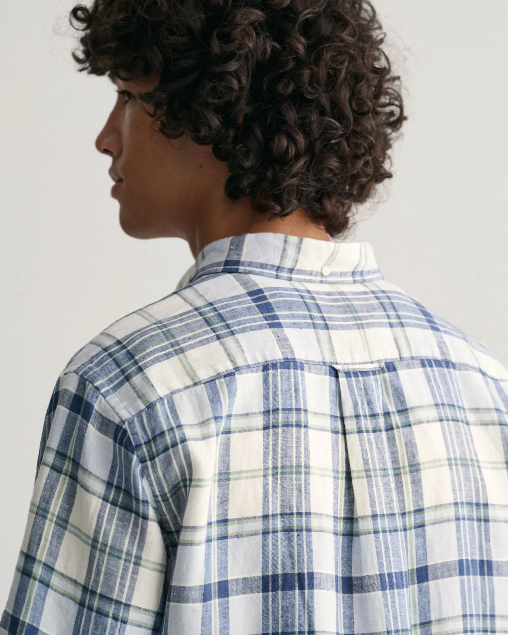 Regular Fit Madras Linen Short Sleeve Shirt