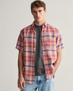 Regular Fit Madras Linen Short Sleeve Shirt