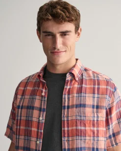 Regular Fit Madras Linen Short Sleeve Shirt