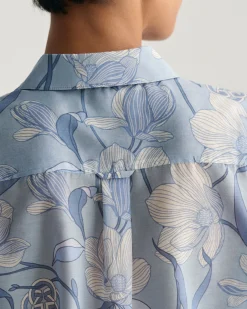 Regular Fit Magnolia Print Cotton Silk Shirt