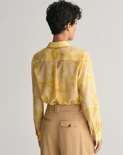 Regular Fit Magnolia Print Cotton Silk Shirt