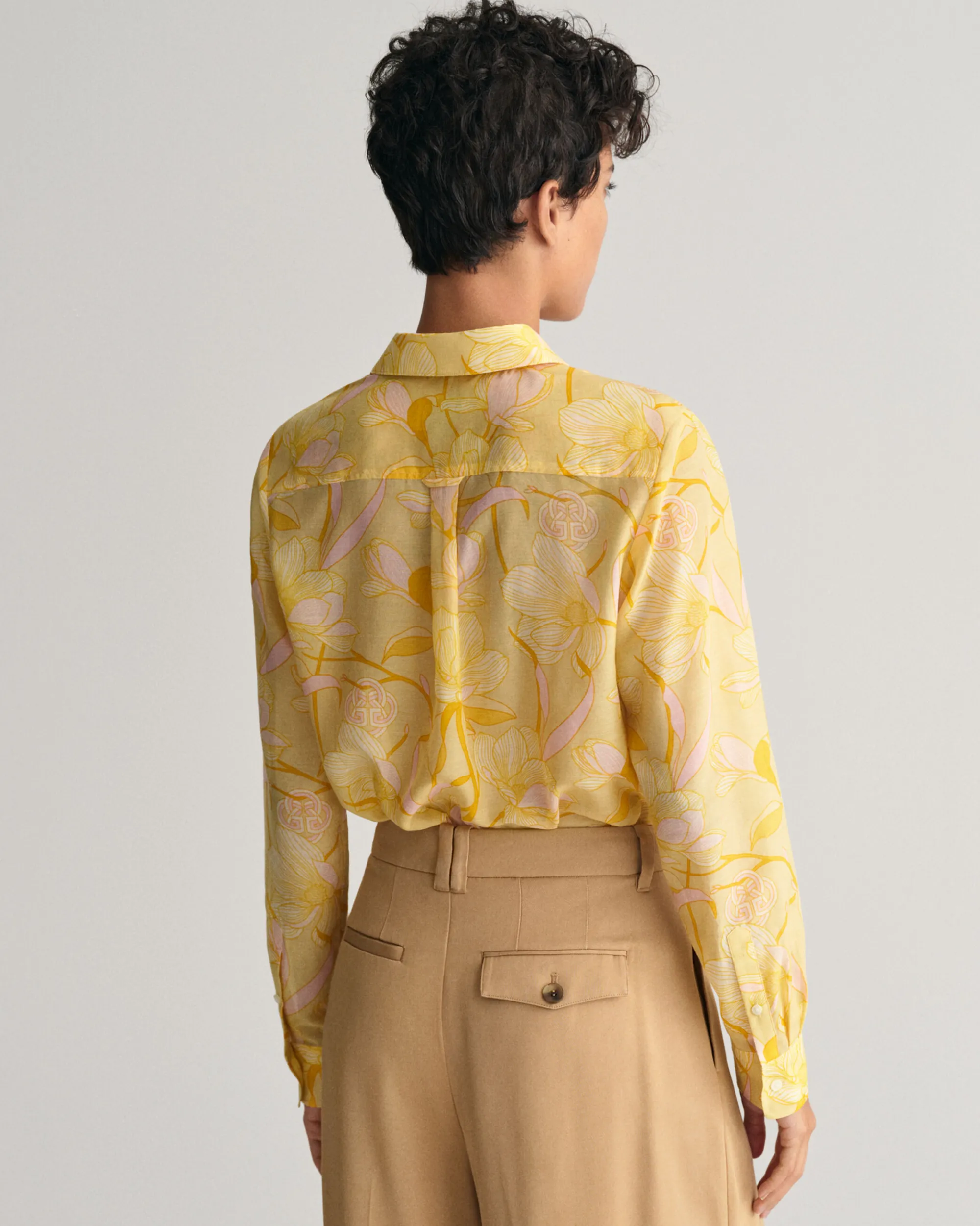 Regular Fit Magnolia Print Cotton Silk Shirt