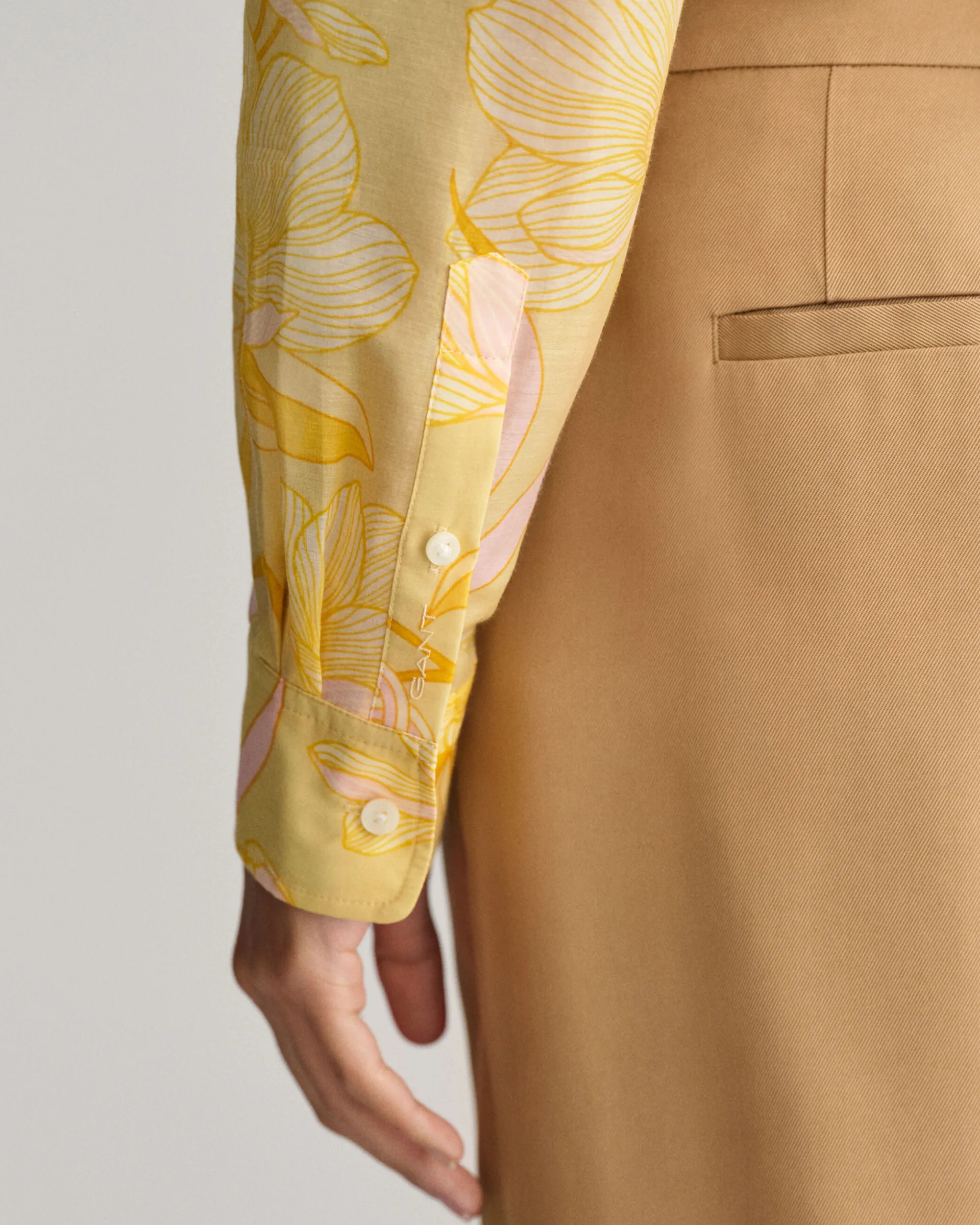 Regular Fit Magnolia Print Cotton Silk Shirt