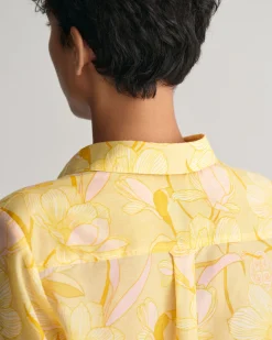 Regular Fit Magnolia Print Cotton Silk Shirt