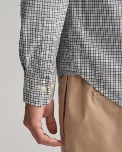 Regular Fit Micro Checked Poplin Shirt