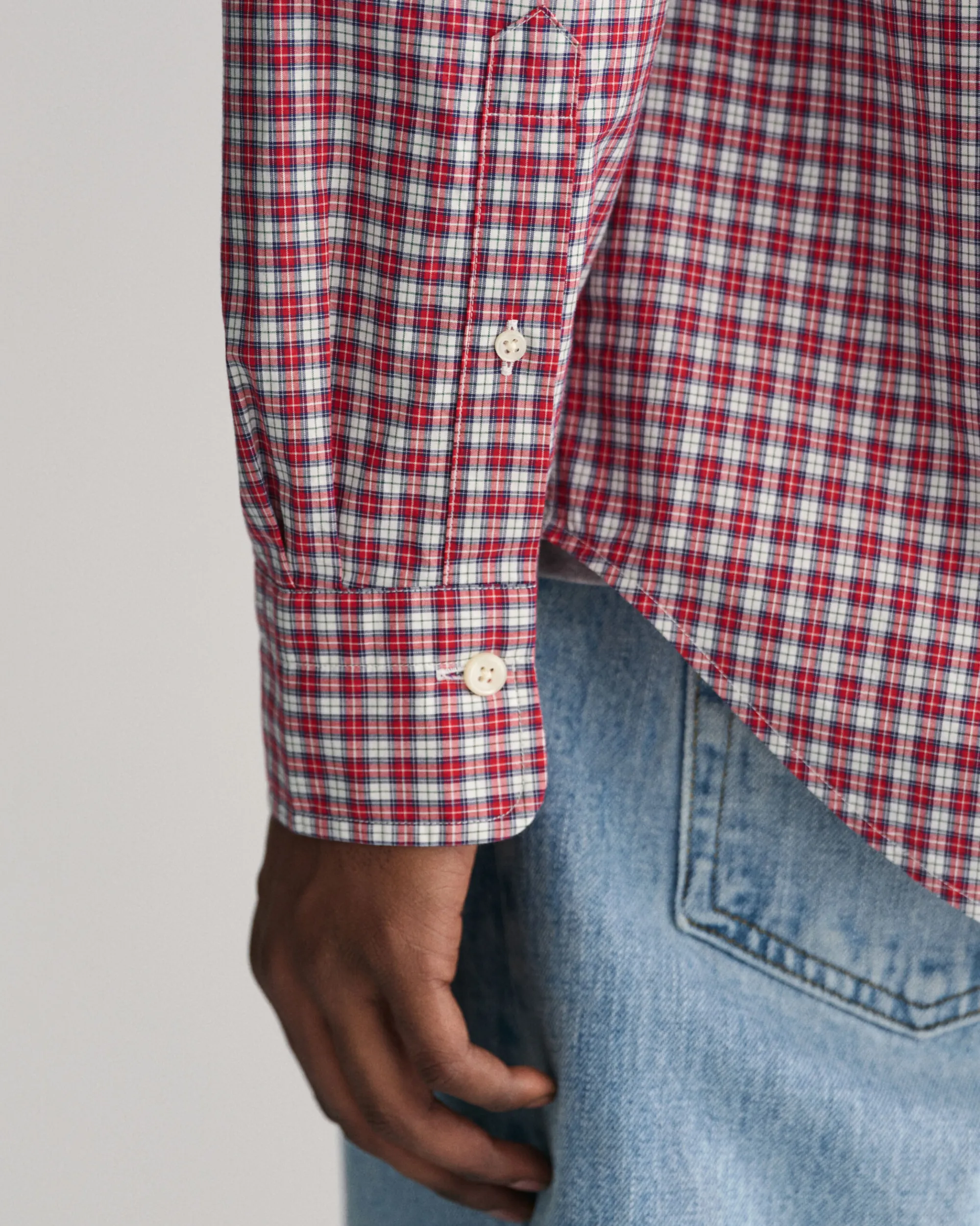 Regular Fit Micro Checked Poplin Shirt