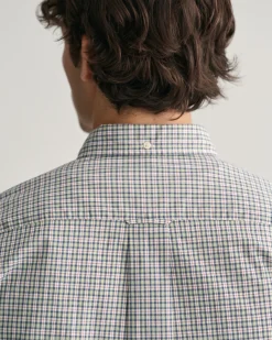 Regular Fit Micro Checked Poplin Short Sleeve Shirt