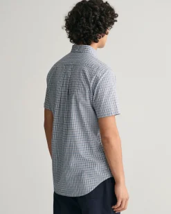 Regular Fit Micro Checked Poplin Short Sleeve Shirt