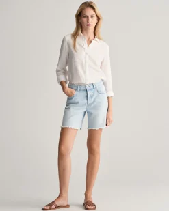 Regular Fit Mid Length Denim Shorts