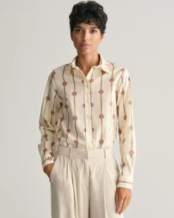 Regular Fit Monogram Striped Cotton Voile Shirt