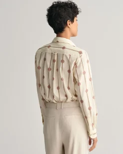 Regular Fit Monogram Striped Cotton Voile Shirt