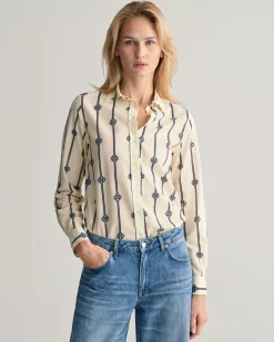 Regular Fit Monogram Striped Cotton Voile Shirt