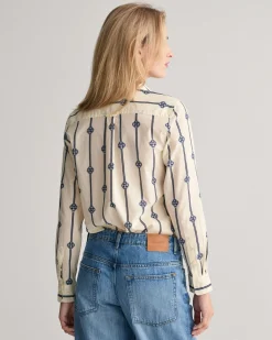 Regular Fit Monogram Striped Cotton Voile Shirt