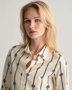Regular Fit Monogram Striped Cotton Voile Shirt