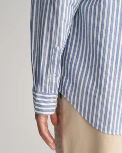 Regular Fit Striped Cotton Linen Shirt