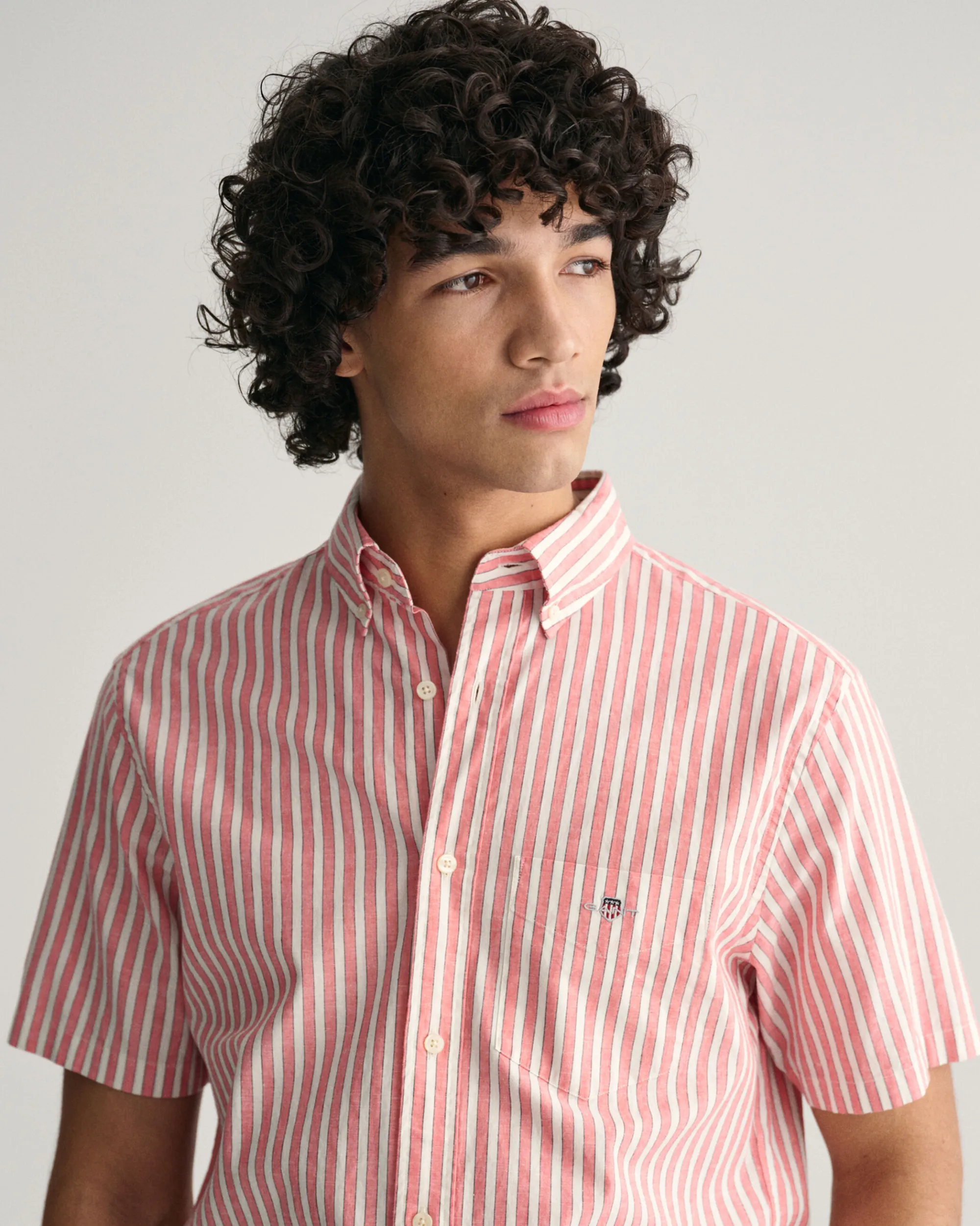 Regular Fit Striped Cotton Linen Short Sleeve Shirt