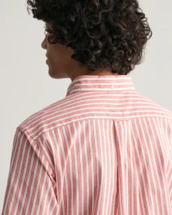 Regular Fit Striped Cotton Linen Short Sleeve Shirt