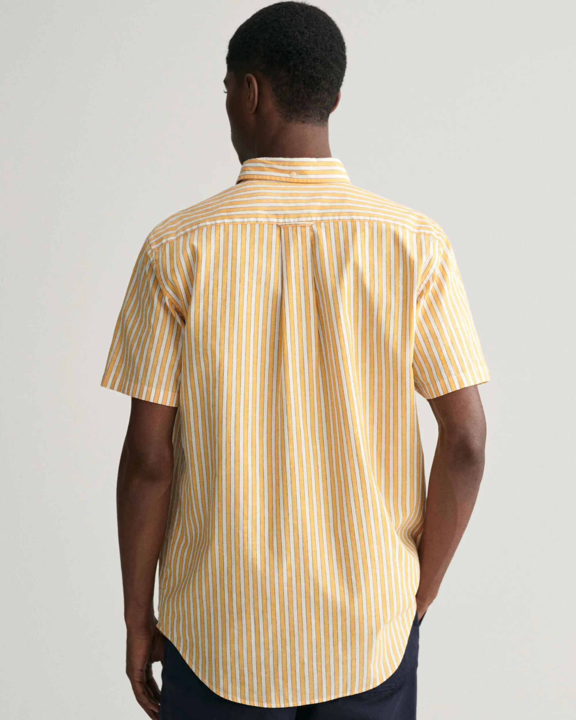 Regular Fit Striped Cotton Linen Short Sleeve Shirt