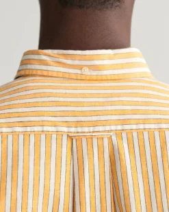 Regular Fit Striped Cotton Linen Short Sleeve Shirt