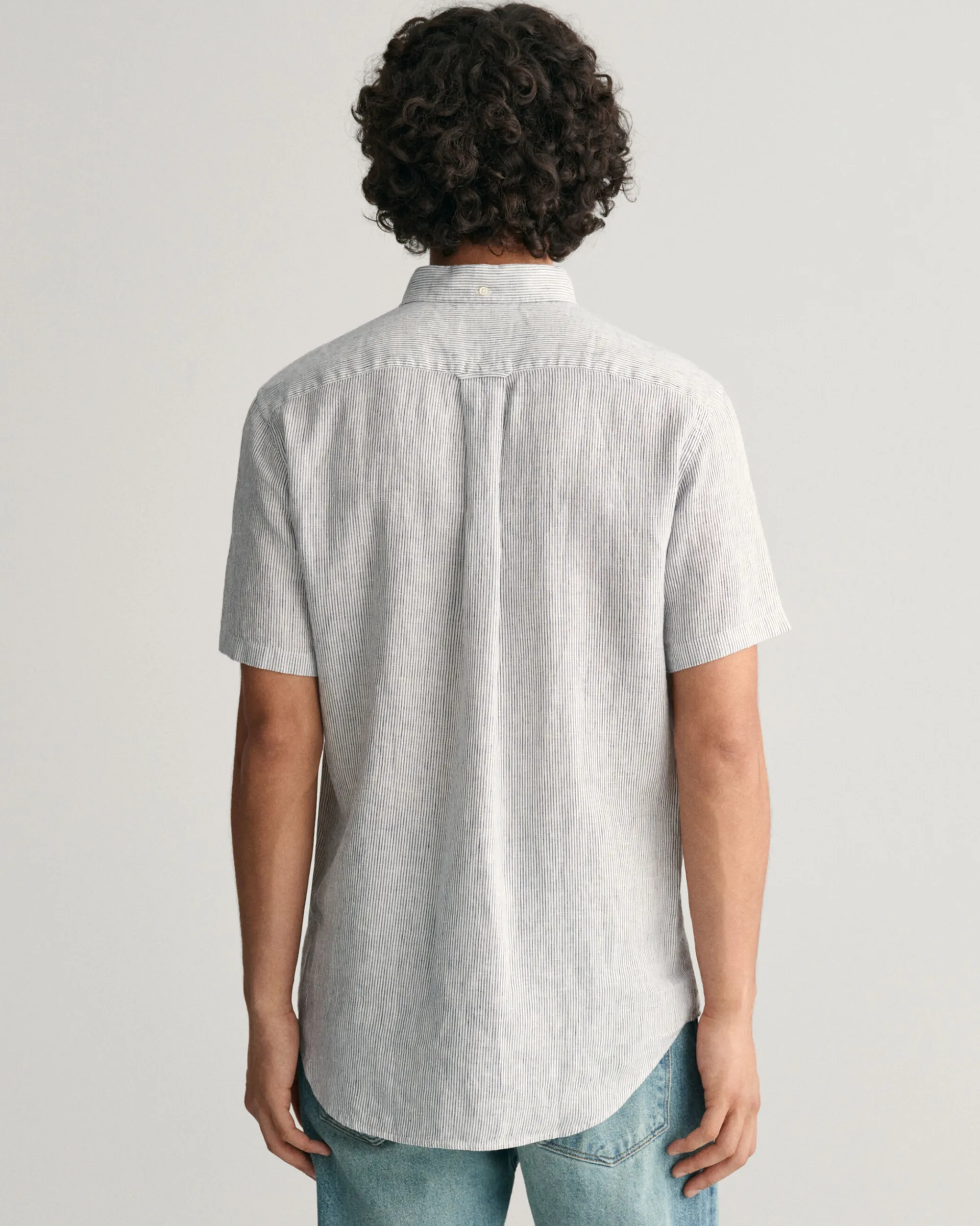 Regular Fit Striped Linen Short Sleeve Shirt