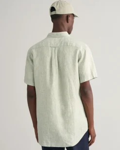 Regular Fit Striped Linen Short Sleeve Shirt