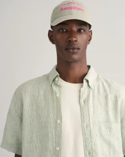 Regular Fit Striped Linen Short Sleeve Shirt