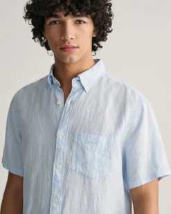 Regular Fit Striped Linen Short Sleeve Shirt