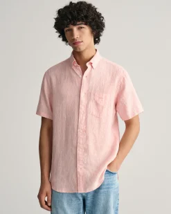 Regular Fit Striped Linen Short Sleeve Shirt