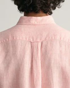 Regular Fit Striped Linen Short Sleeve Shirt