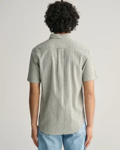 Regular Fit Striped Seersucker Short Sleeve Shirt