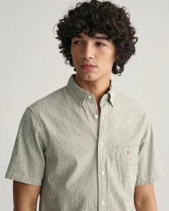 Regular Fit Striped Seersucker Short Sleeve Shirt