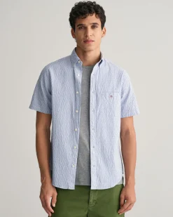 Regular Fit Striped Seersucker Short Sleeve Shirt