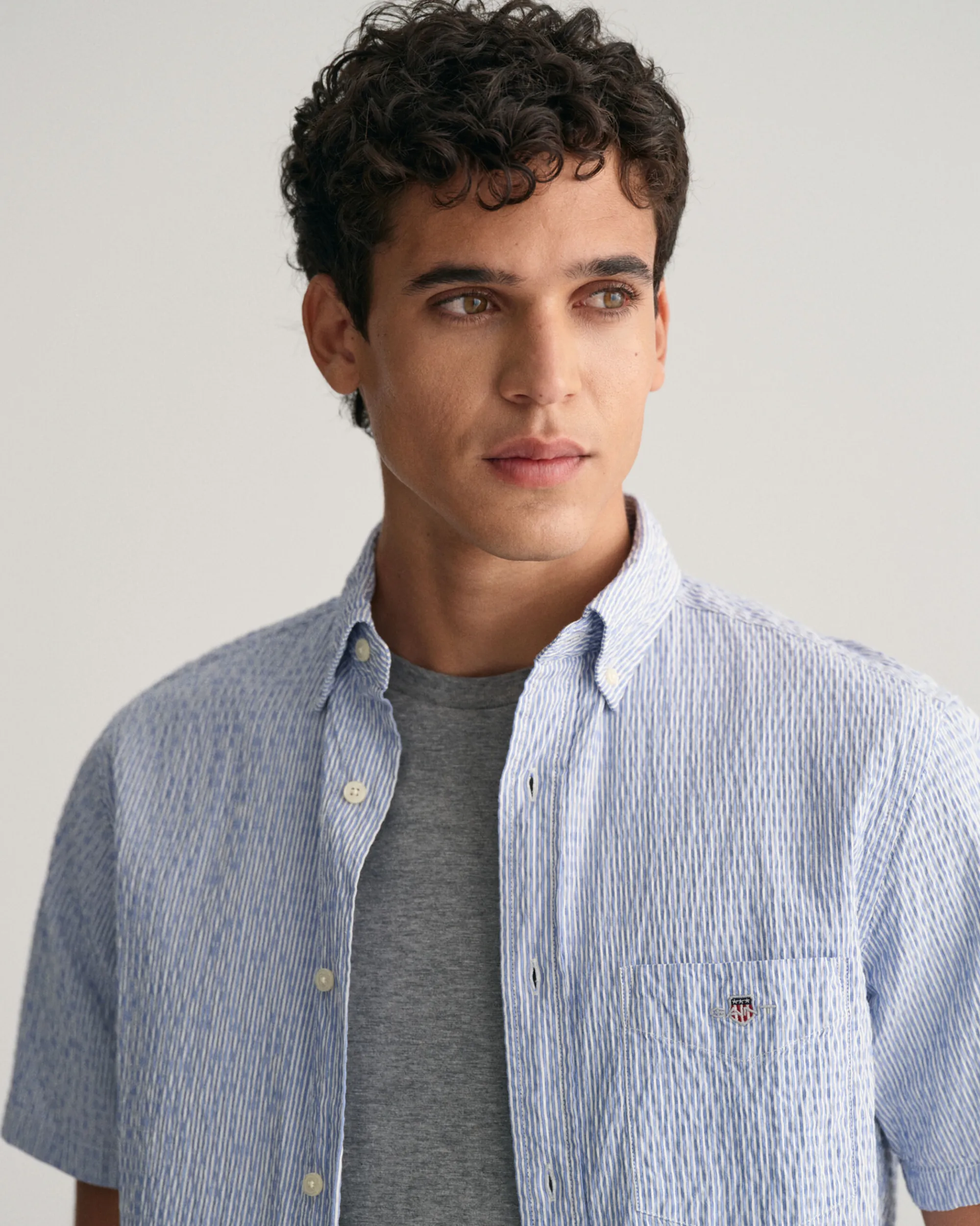 Regular Fit Striped Seersucker Short Sleeve Shirt