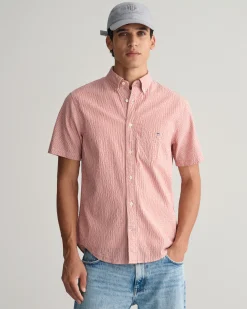 Regular Fit Striped Seersucker Short Sleeve Shirt
