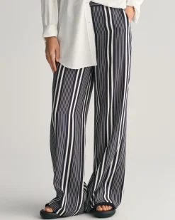 Regular Fit Wide Leg Striped Print Pants