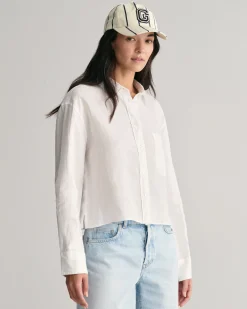 Relaxed Fit Cropped Linen Shirt