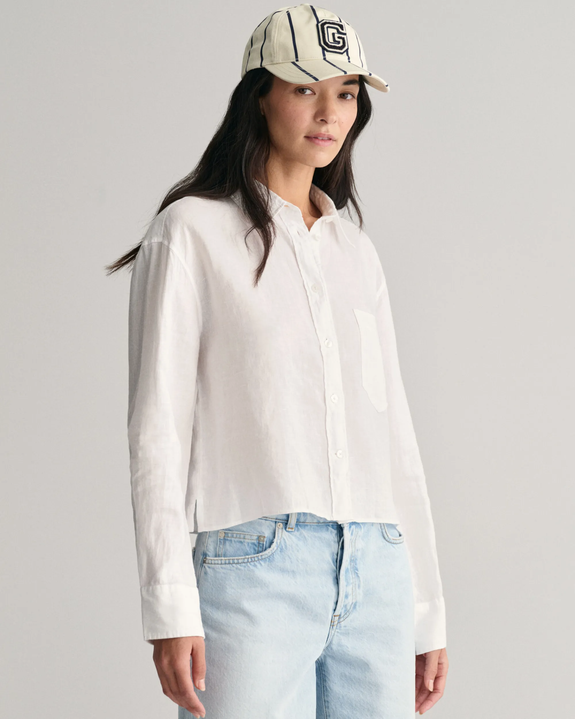 Relaxed Fit Cropped Linen Shirt